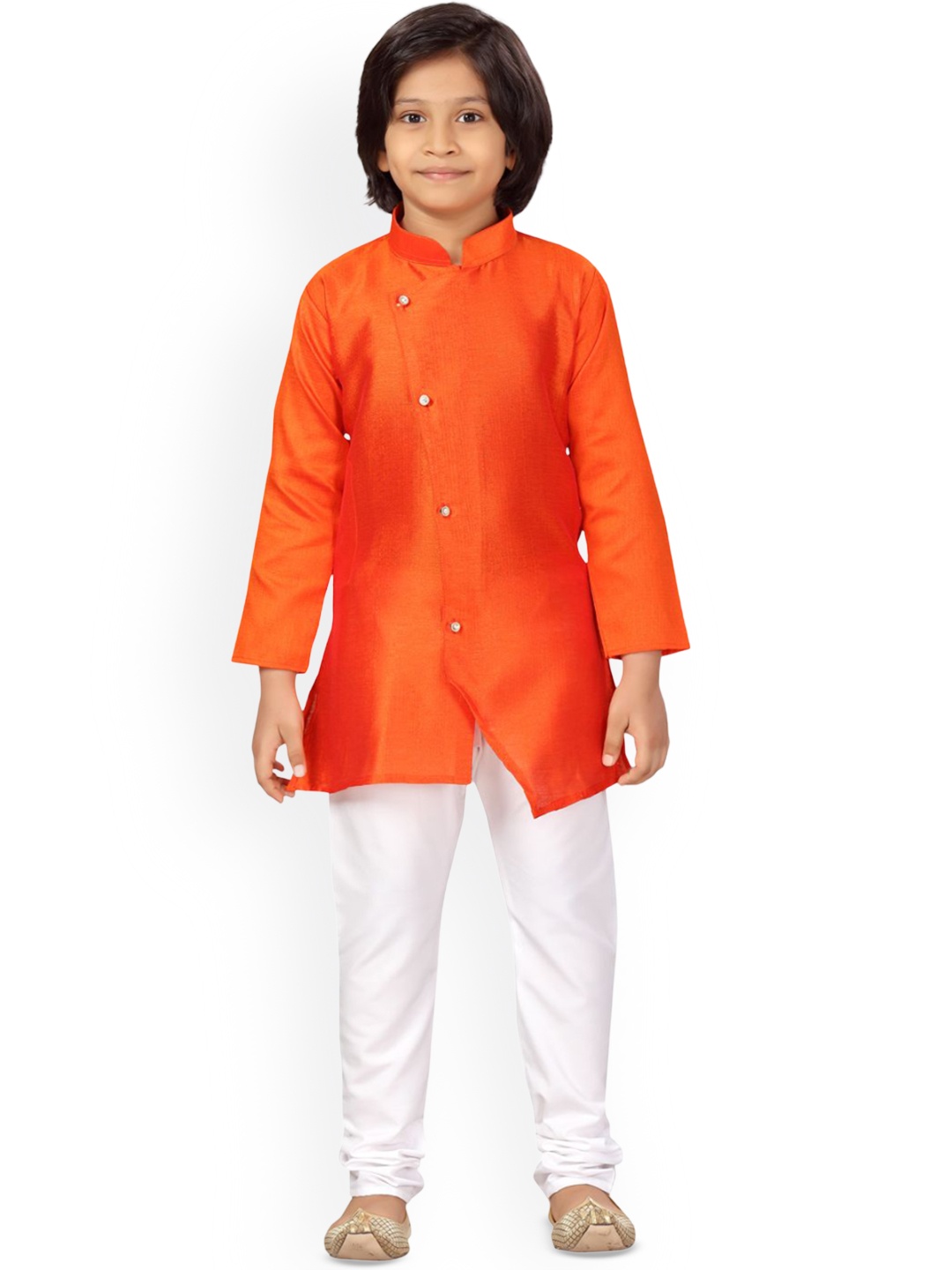 

BAESD Boys Pure Cotton Kurti with Pyjama Set, Orange