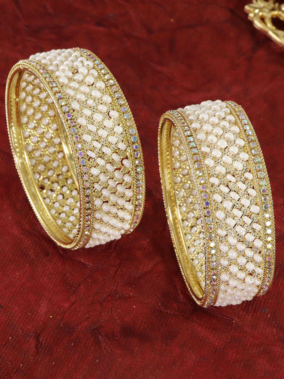 

NMII Set Of 2 Gold-Plated Stone-Studded Bangles