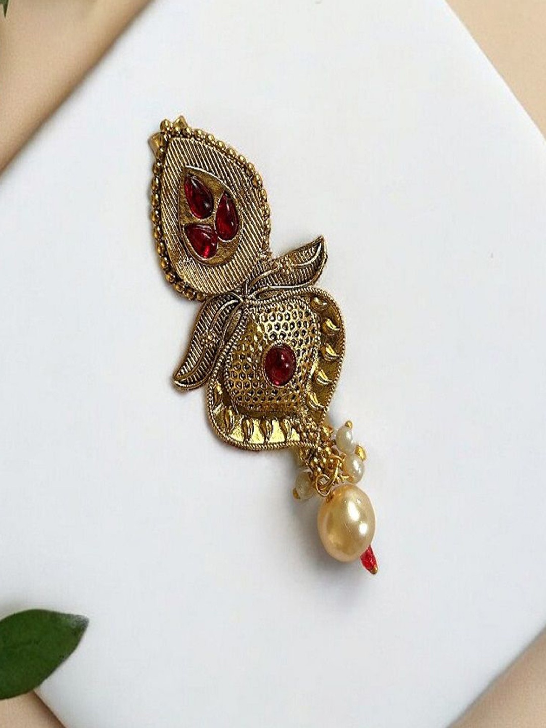 

AccessHer Stone Studded Gold Plated Ethnic Brooch