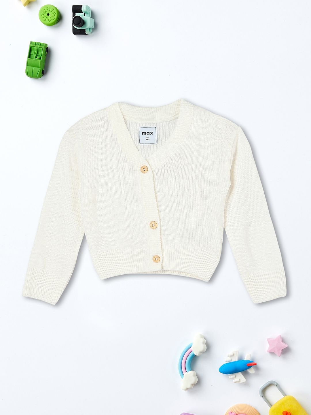 

max Girls Solid Cardigan Sweater, Beige