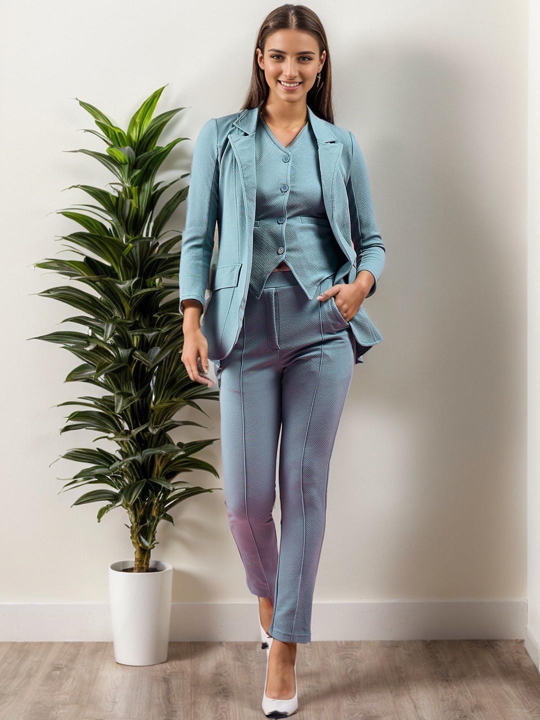 

DressBerry Top & Trousers With Blazer Co-Ords, Blue