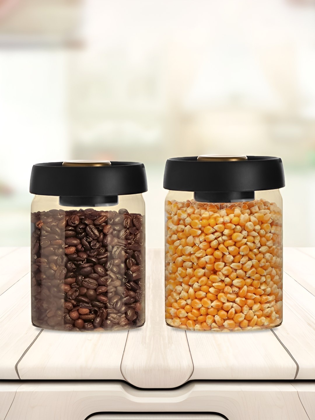

UMAI Brown 2 Pieces Glass Canister Container 900ml