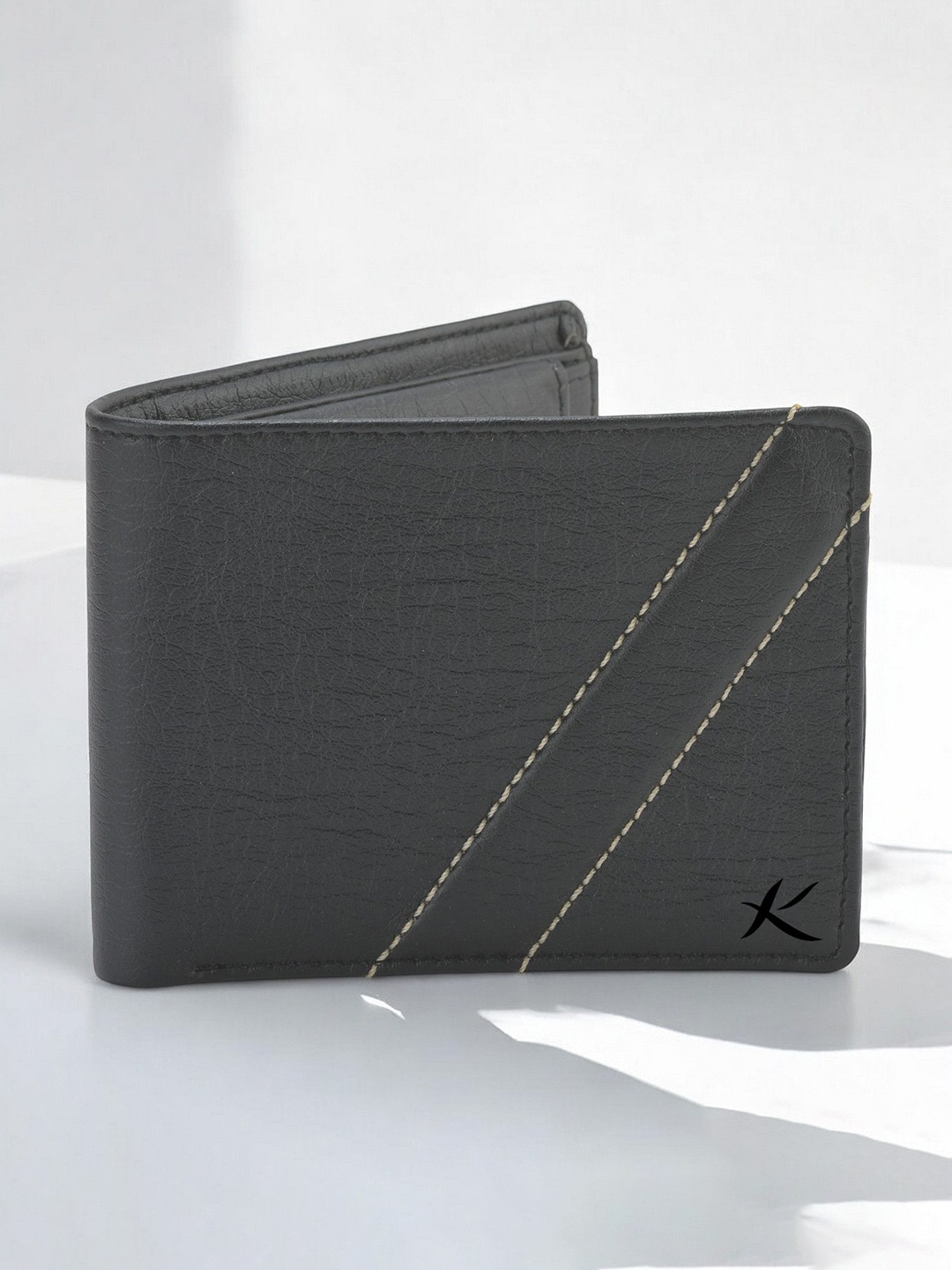 

Kastner Men Textured Cut Work PU Two Fold Wallet, Grey