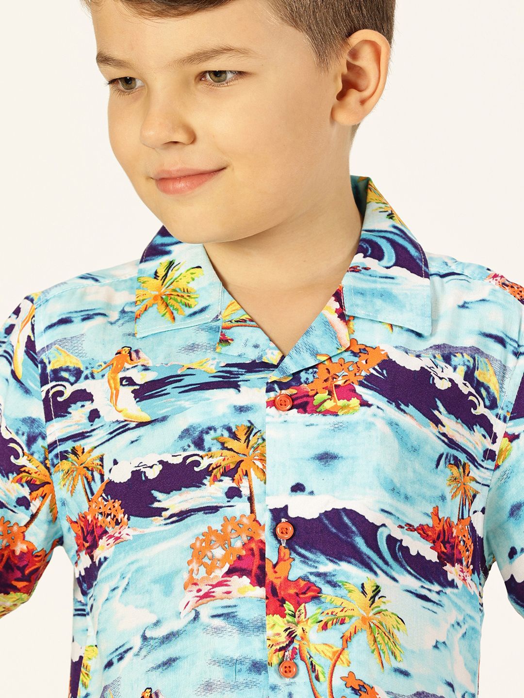 

Killer Boys Premium Cuban Collar Abstract Printed Cotton Casual Shirt, Blue