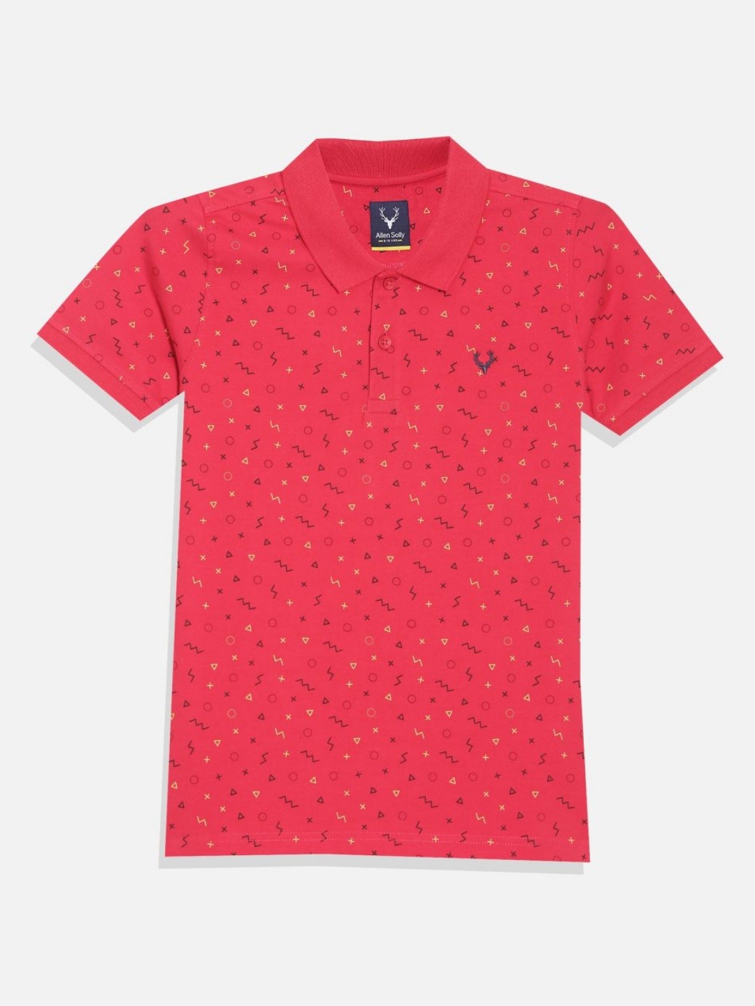 

Allen Solly Junior Boys Geometric Printed Polo Collar Cotton T-shirt, Red