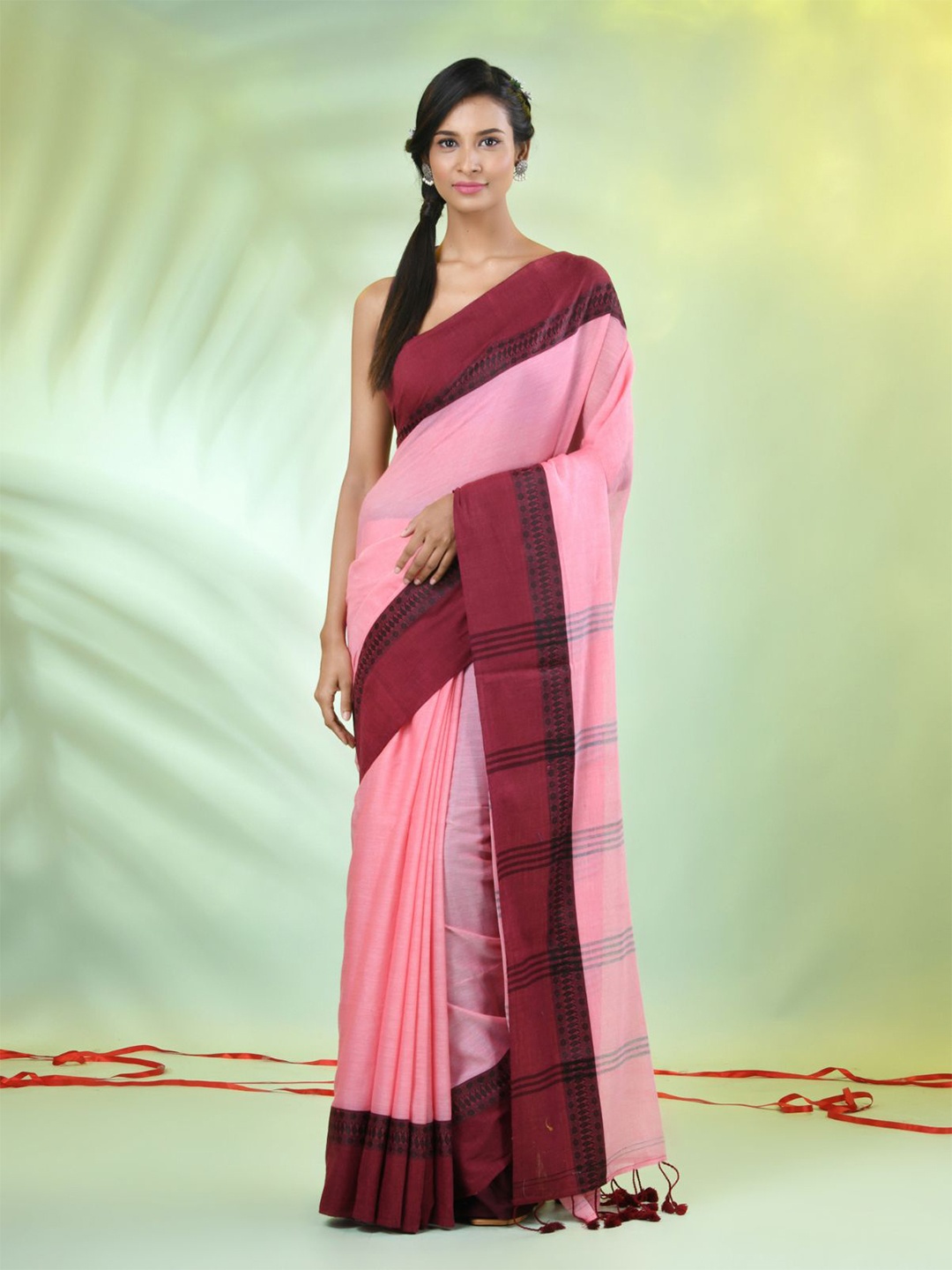 

Charukriti Pure Cotton Solid Saree, Pink