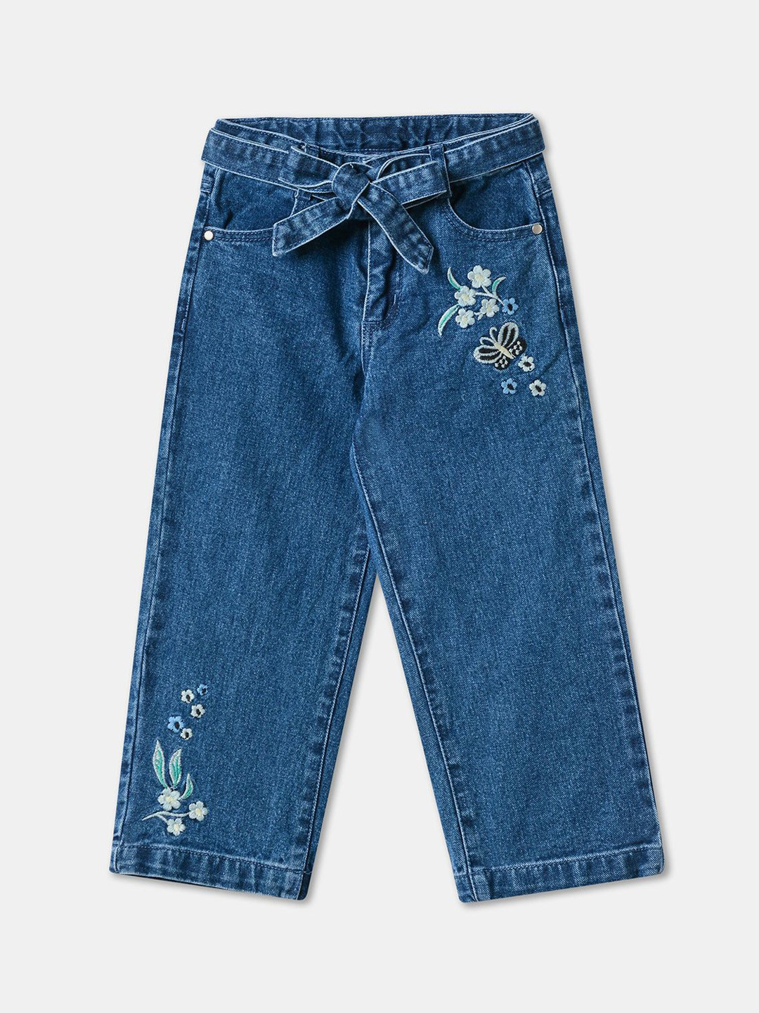 

R&B Girls Mid-Rise Wide Leg Jeans, Blue
