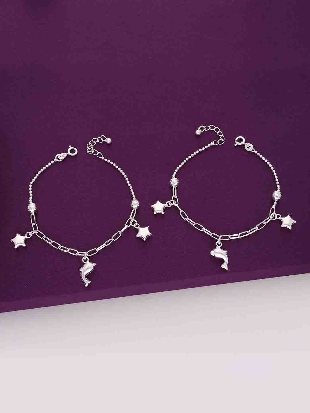 

KAI JEWEL Girls 925 Sterling Silver Rhodium-Plated Anklets