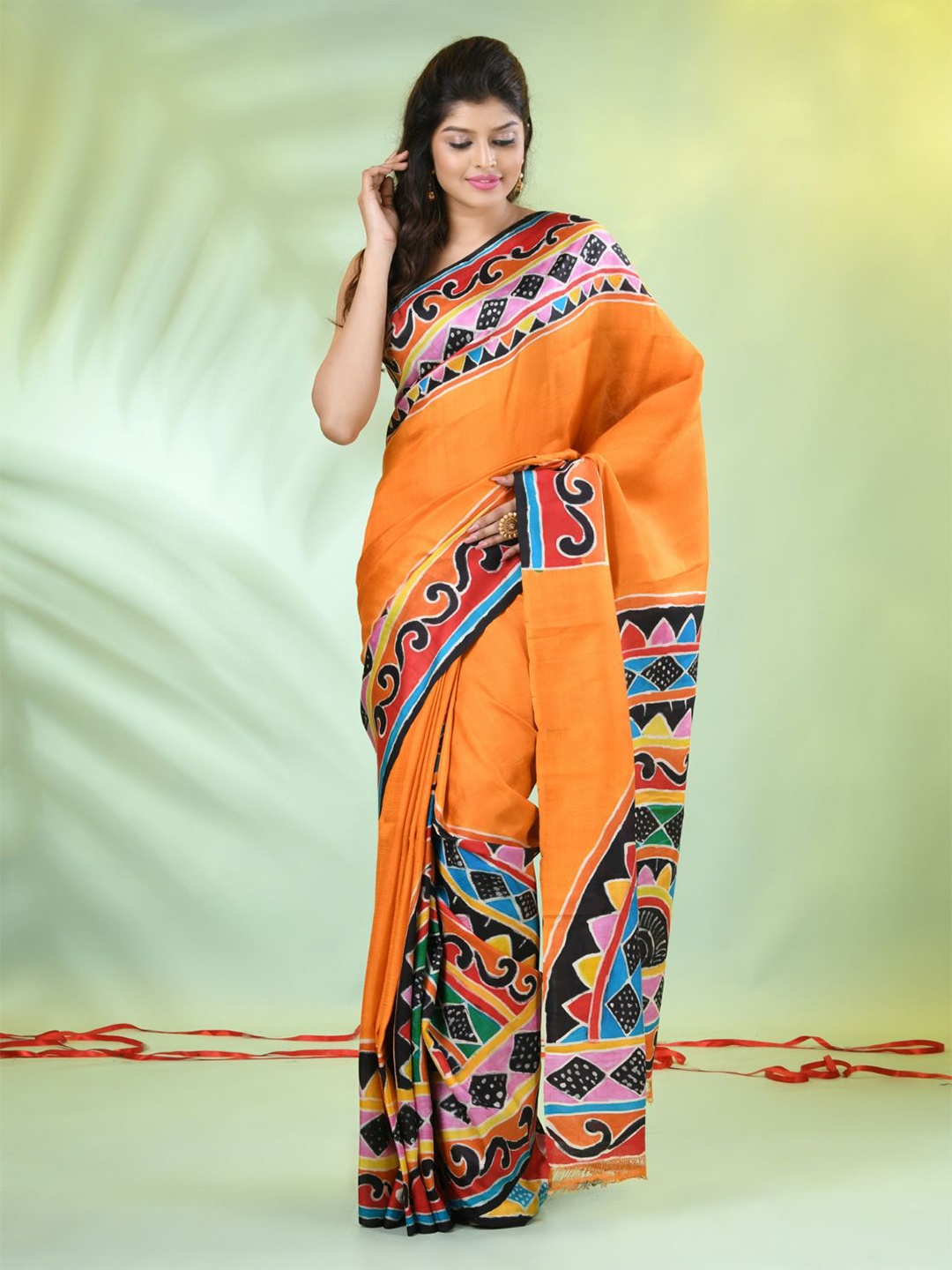 

Charukriti Pure Silk Saree, Orange