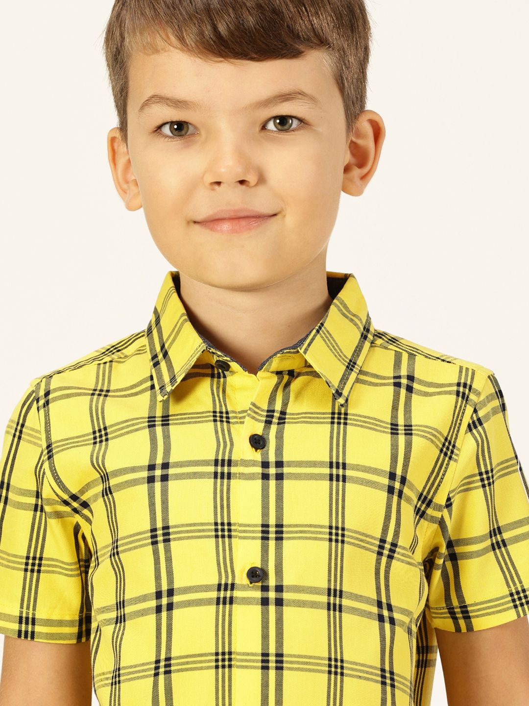 

Killer Boys Premium Spread Collar Windowpane Checked Cotton Casual Shirt, Yellow
