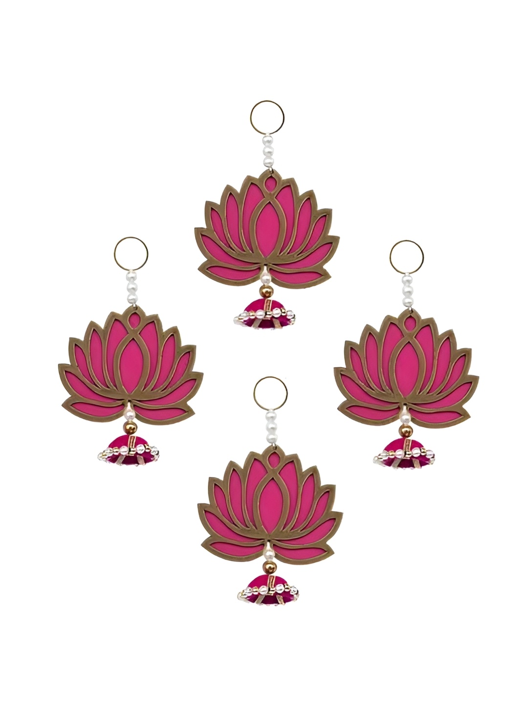 

Perpetual 4 Pieces Pink & White Glossy Velvet Festive Decors, Gold