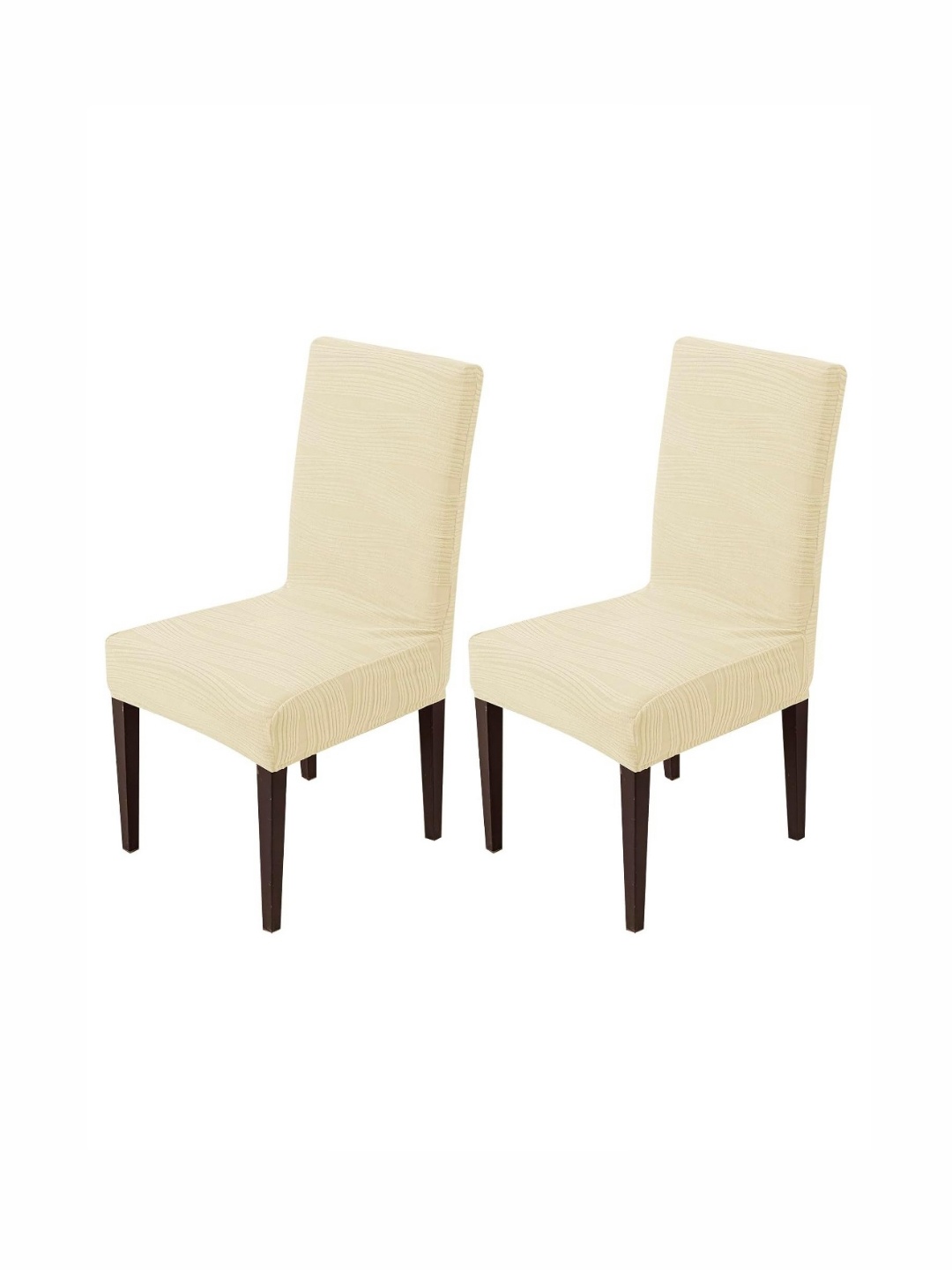 

HOUSE OF QUIRK 2 Pieces Cream-Color Self-Designed Stretchable Chair Covers