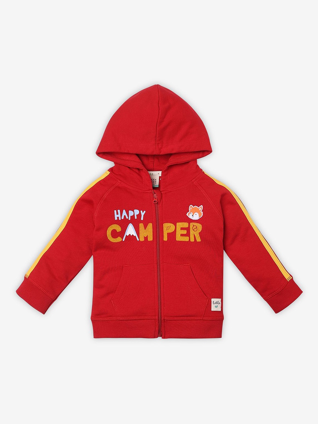 

Ed-a-Mamma Baby Boys Typography Hooded Open Front Jacket with Patchwork, Red