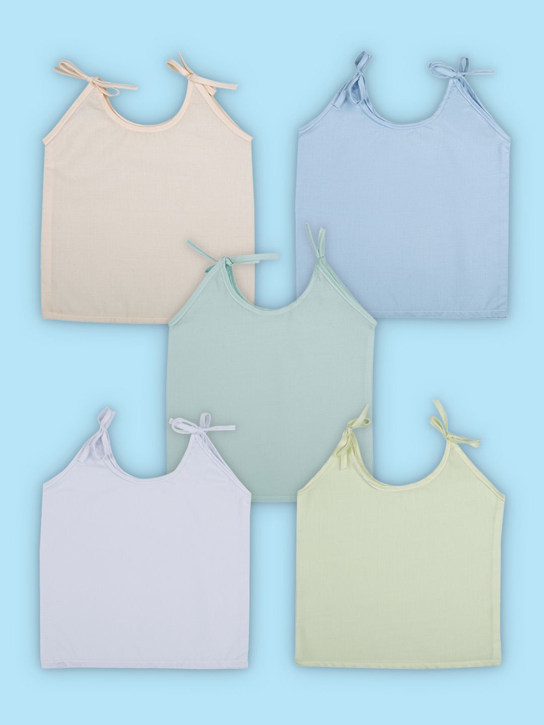 

Baby Moo Infants Pack Of 5 Solid Pure Cotton Jhablas, Blue