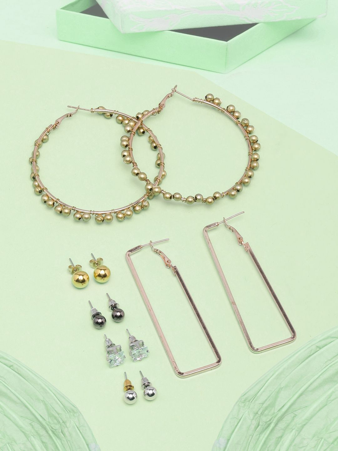 

KPOP Set Of 6 Gold & Silver Plated Contemporary Drop Earrings