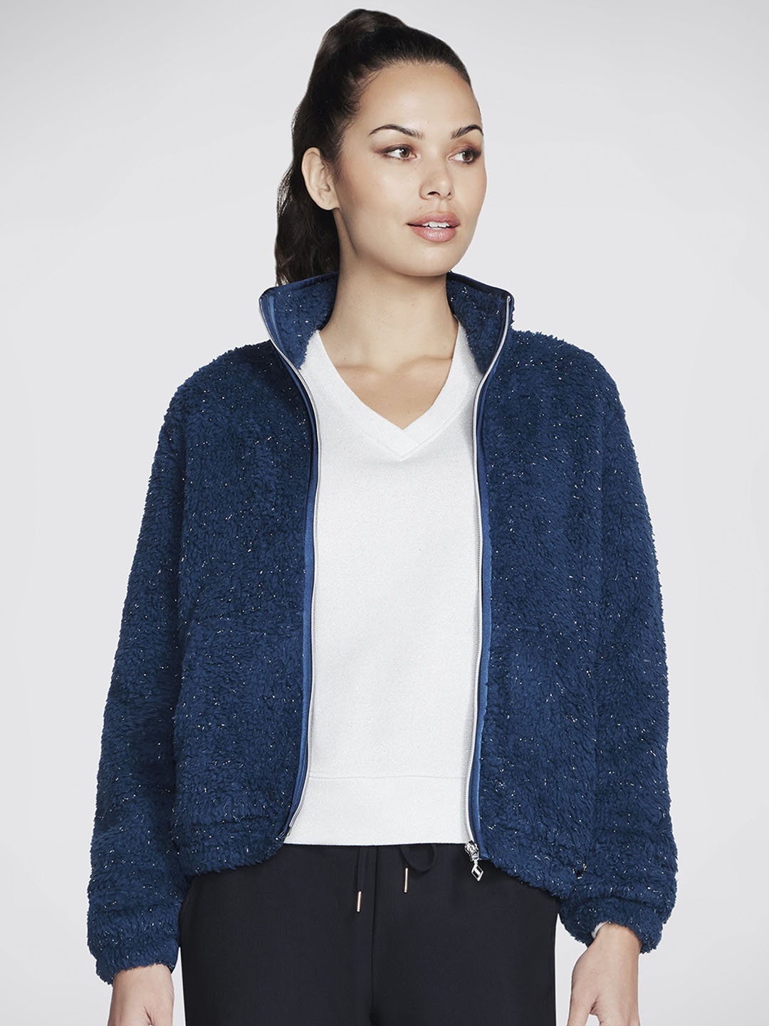 

Skechers Women Goshine Sherpa Mock Collar Long Sleeve Jackets, Blue