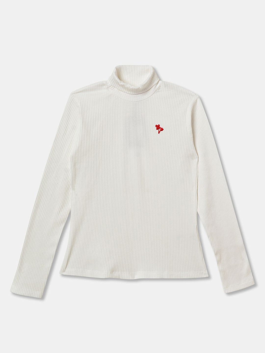 

R&B Girls Solid High Neck Top, White