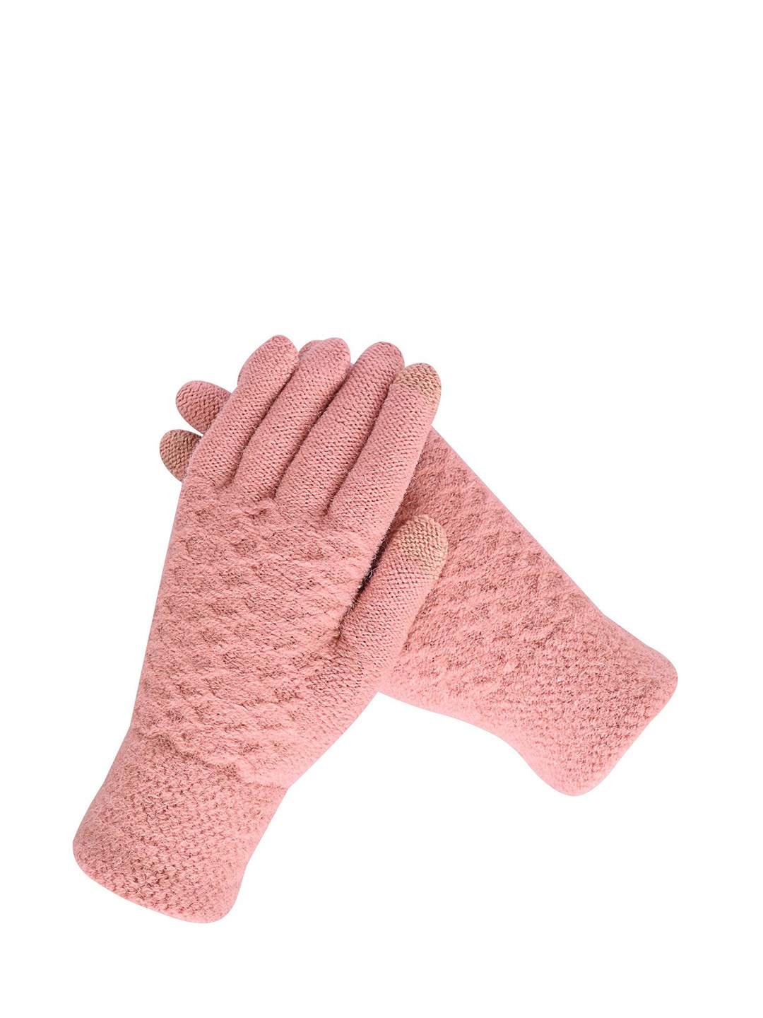 

LOOM LEGACY Women Patterned Acrylic Winter Gloves, Pink