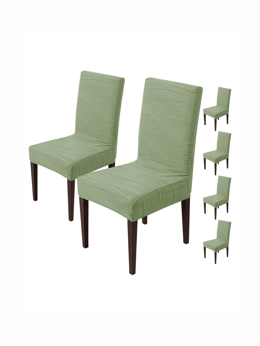 

HOUSE OF QUIRK Green 6 Pieces Jacquard Self-Design Stretchable Chair Covers