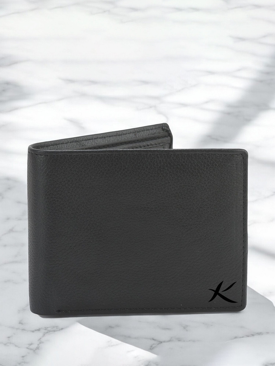

Kastner Men Textured Cut Work Leather Two Fold Wallet, Black