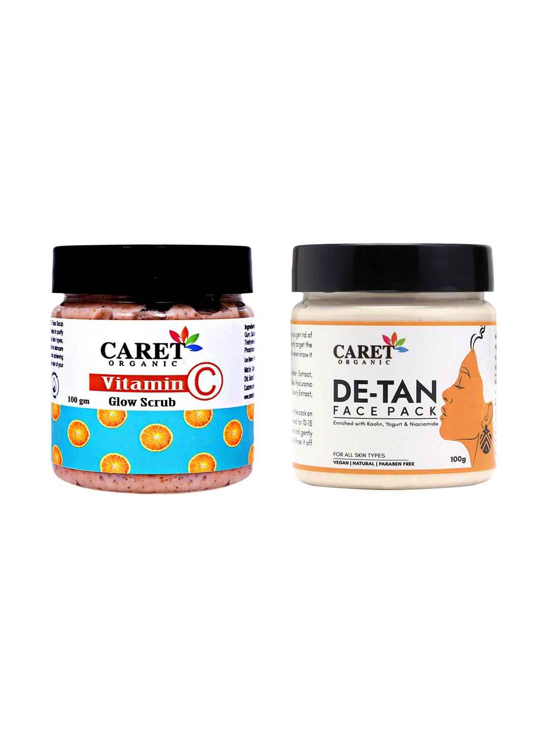 

CARET ORGANIC Vitamin C Glow Scrub With De-Tan Face Pack - 100 g Each, White