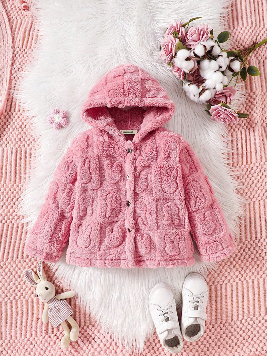 

INCLUD Girls Open Front Jacket, Pink
