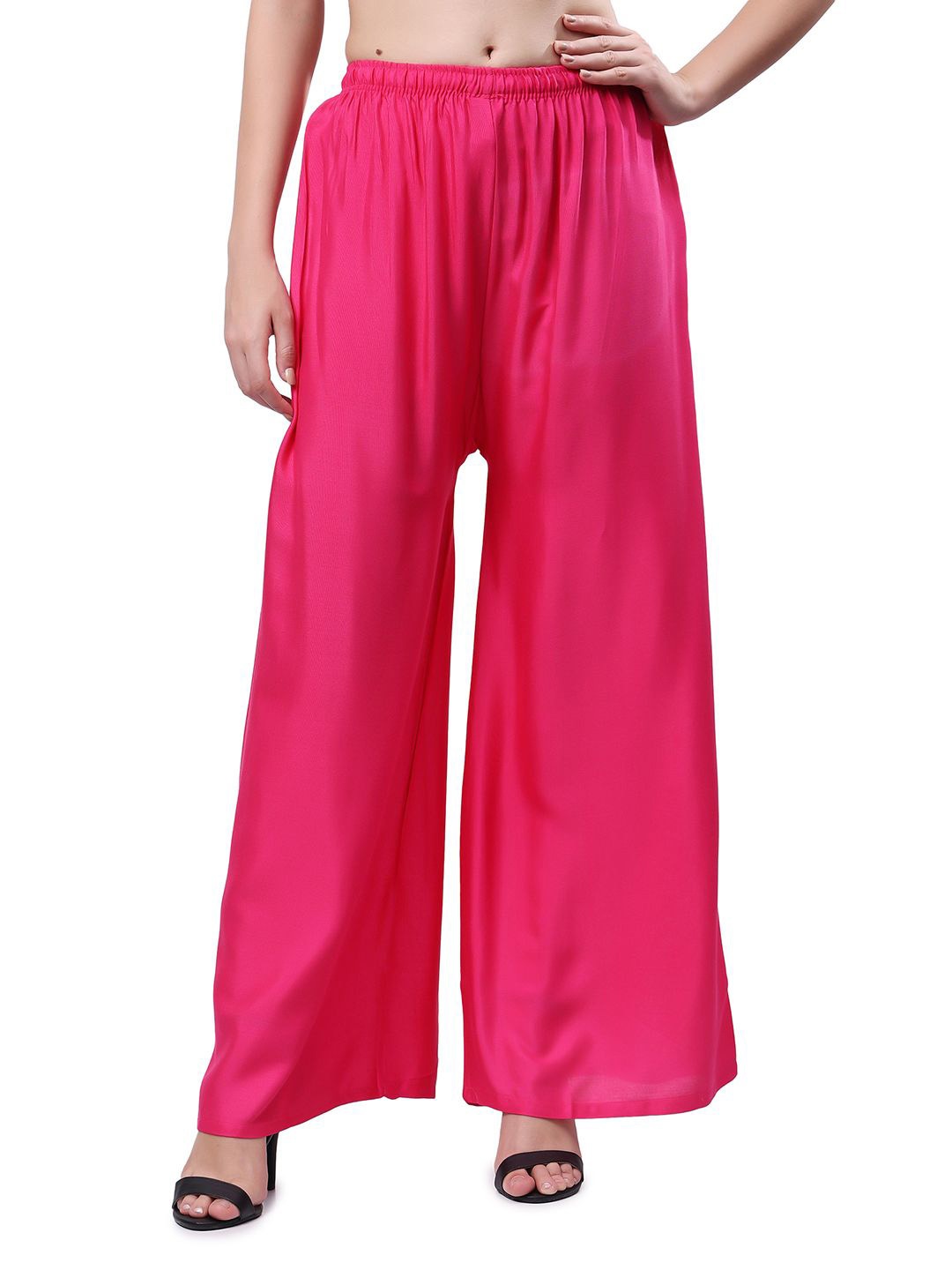 

Keviv Women Knitted Solid Palazzos, Pink