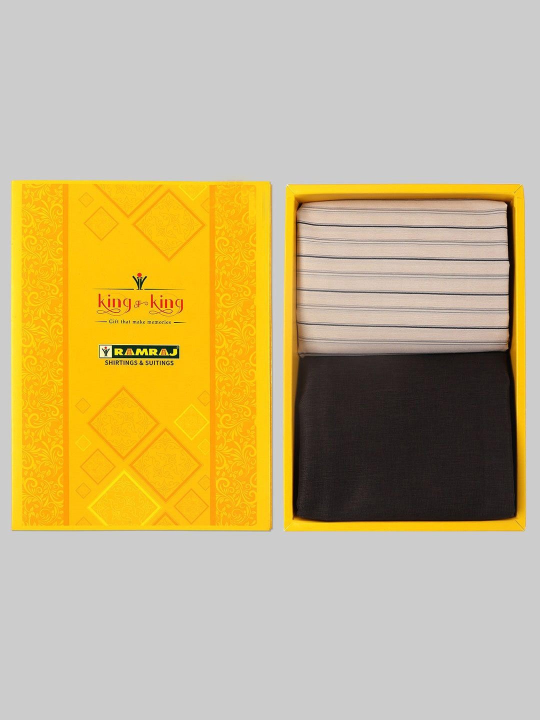 

Ramraj Men Striped Cotton Shirt and Trousers Clothing Fabric, Yellow