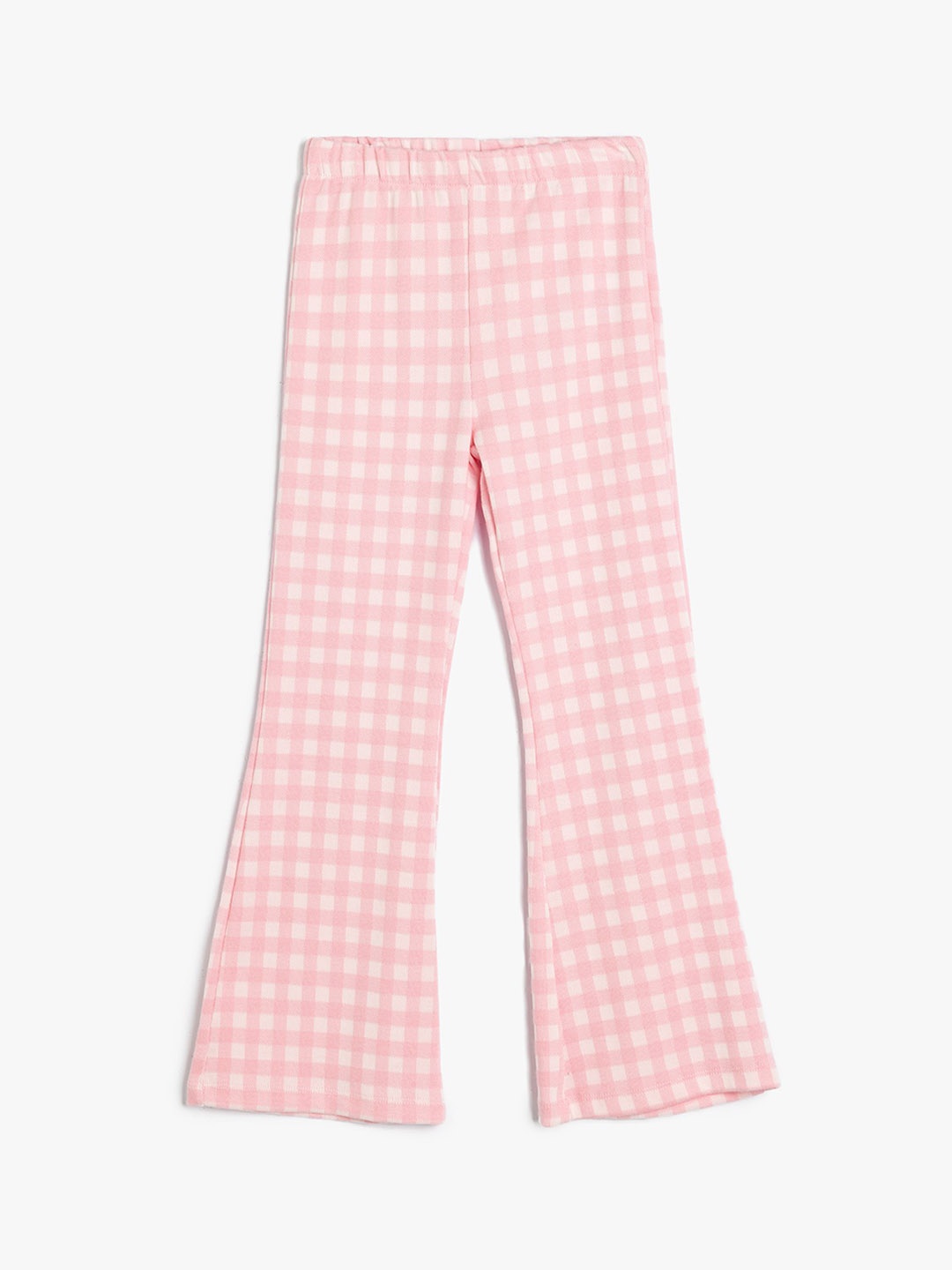 

Koton Girls Checked Mid-Rise Cotton Trousers, Pink