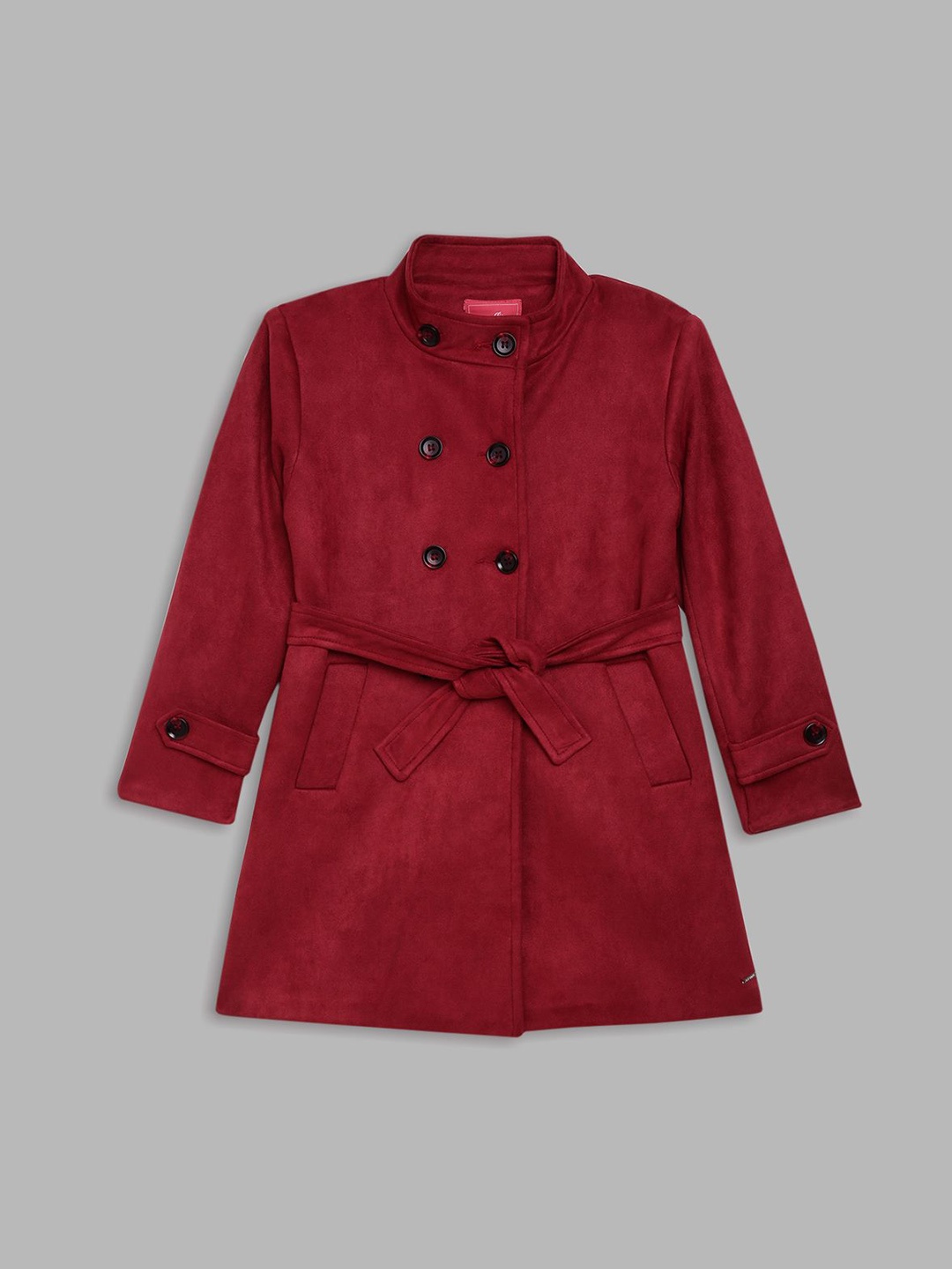 

Blue Giraffe Girls Double Breasted Overcoat, Maroon