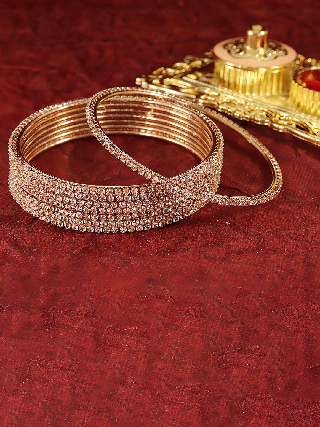 

LAVAZZA Set Of 8 Amercian Diamond -Studded Bangles, Rose gold