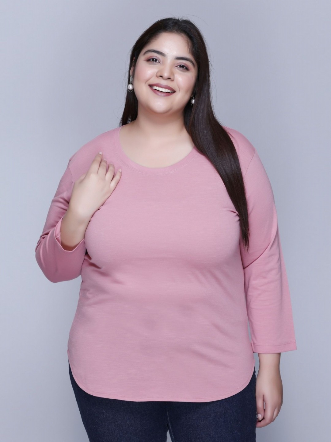 

IN Love Women Solid Round Neck Cotton T-shirt, Lavender