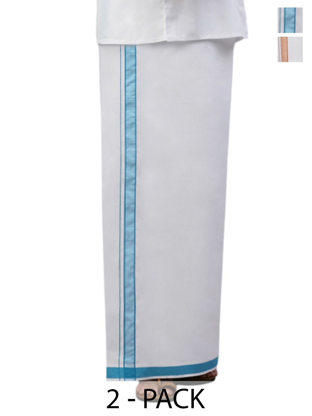 

Ramraj Men Pack Of 2 Dhotis with Border, White