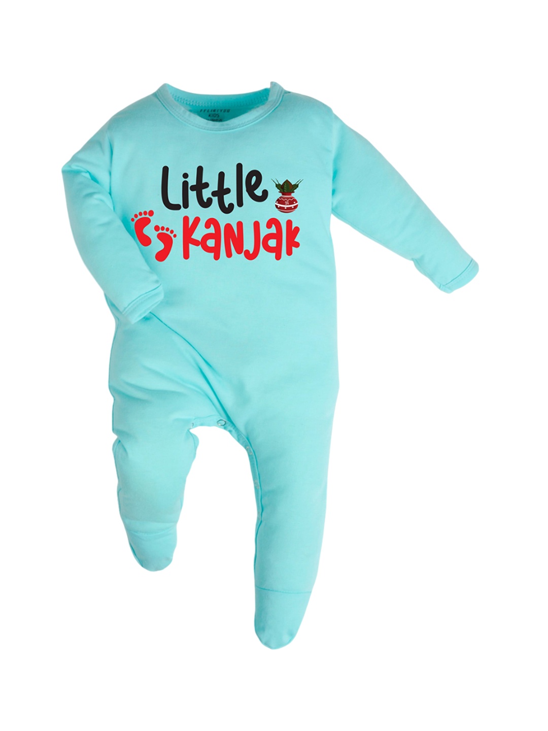

FFLIRTYGO Infants Printed Cotton Sleepsuit, Turquoise blue