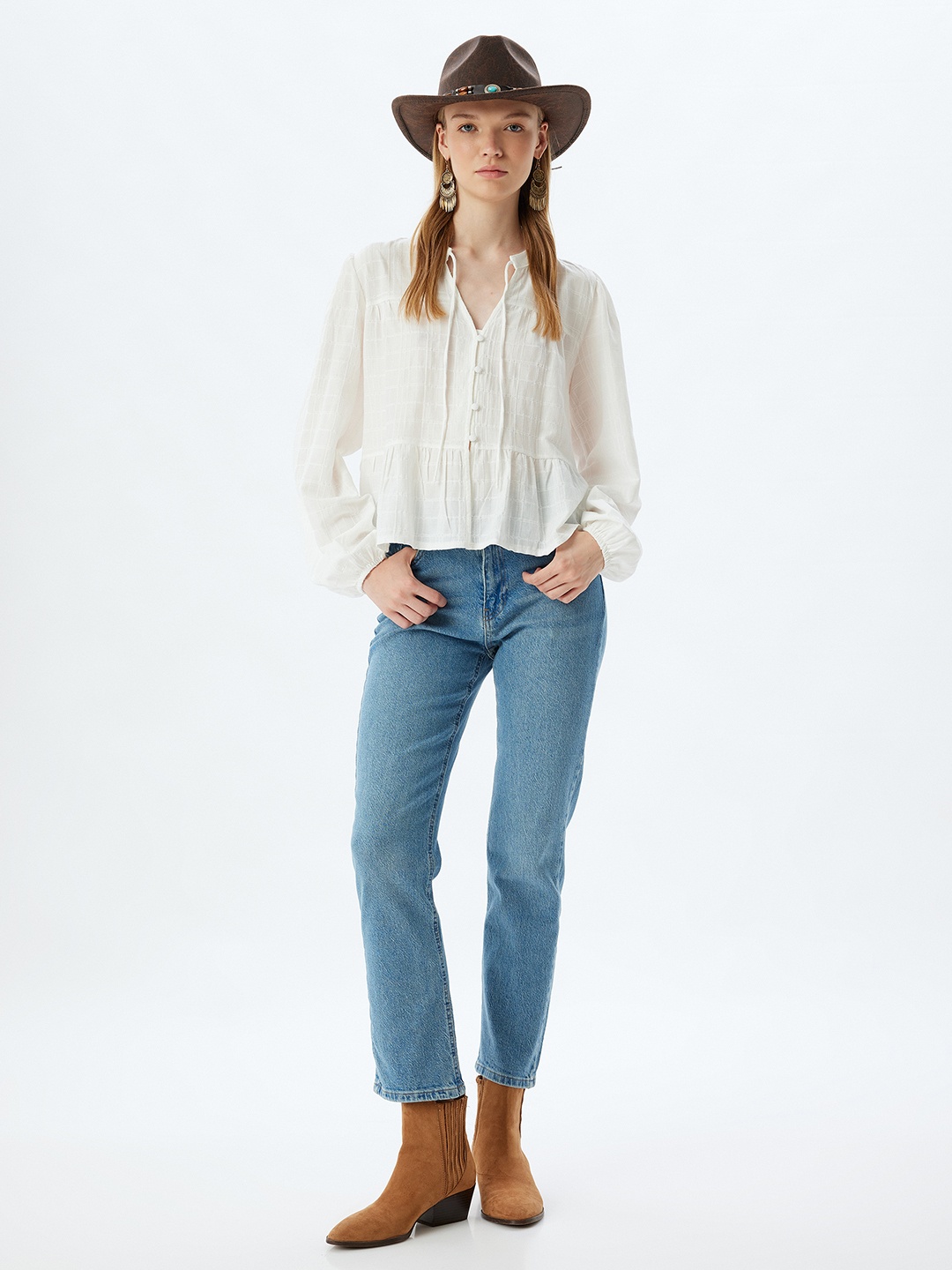 

Koton Women Regular Fit Jeans With belt loops, Turquoise blue