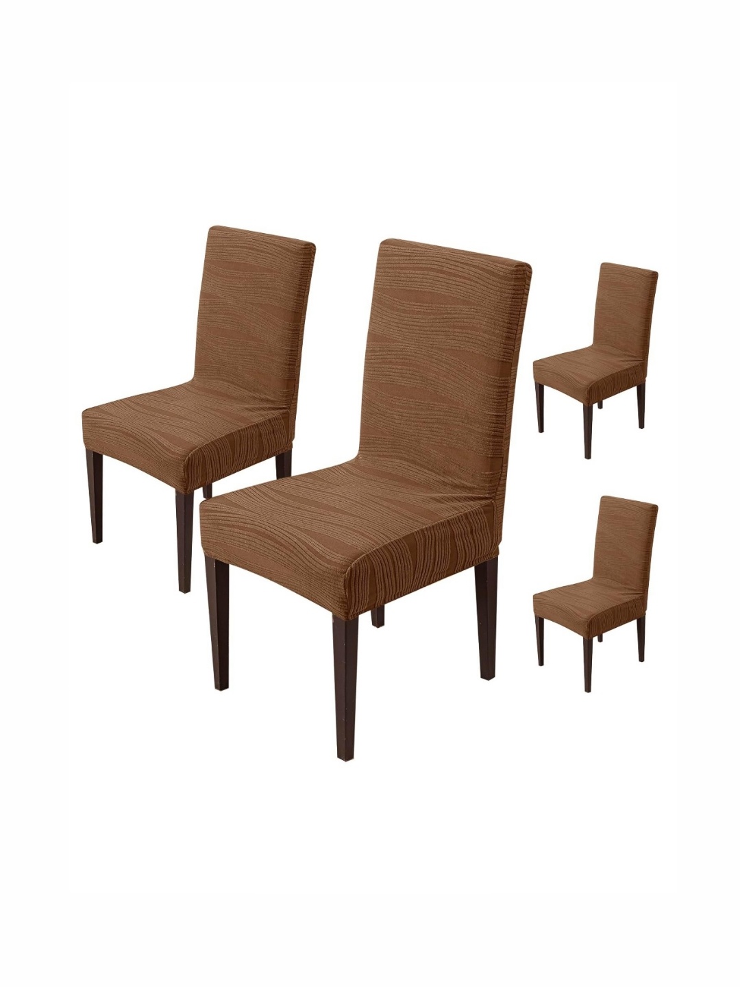 

HOUSE OF QUIRK Camel Brown 4 Pieces Removable & Washable Short Dining Chair Cover