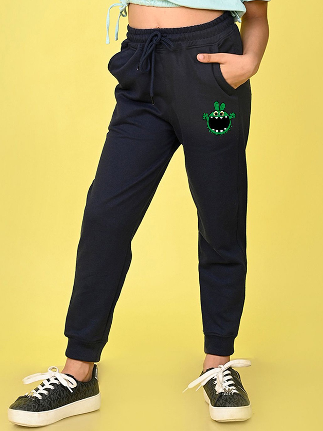 

NUSYL Girls Mid Rise Joggers, Navy blue
