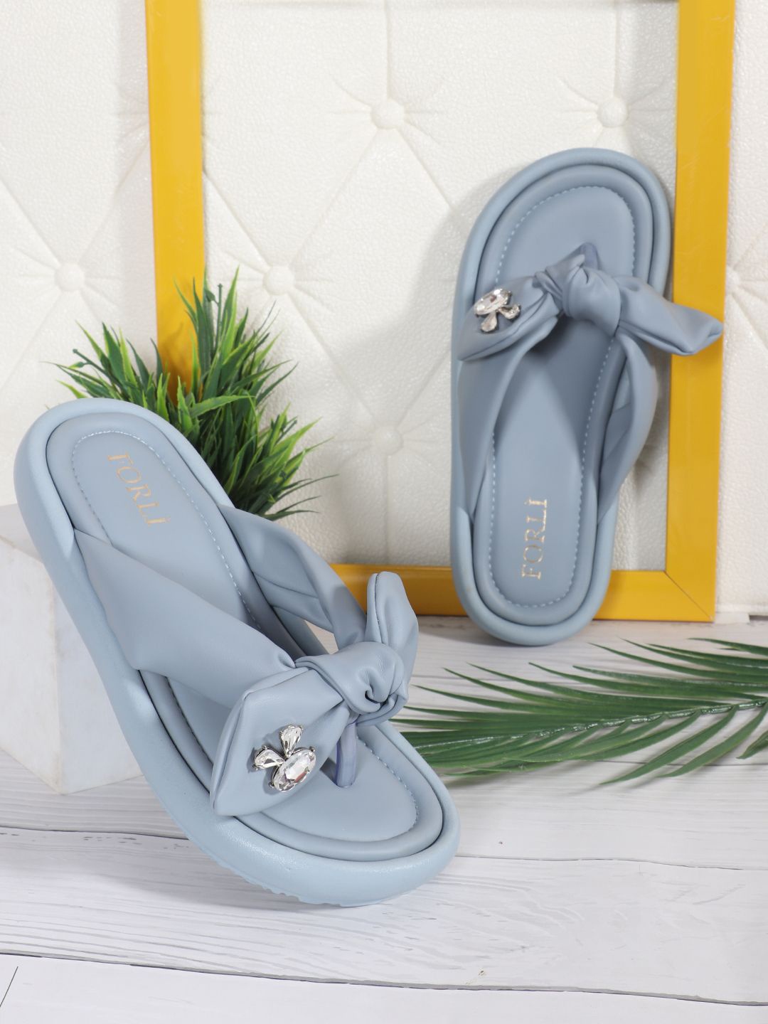 

JUMPLITE Women Slip-On Open Toe Flats, Blue