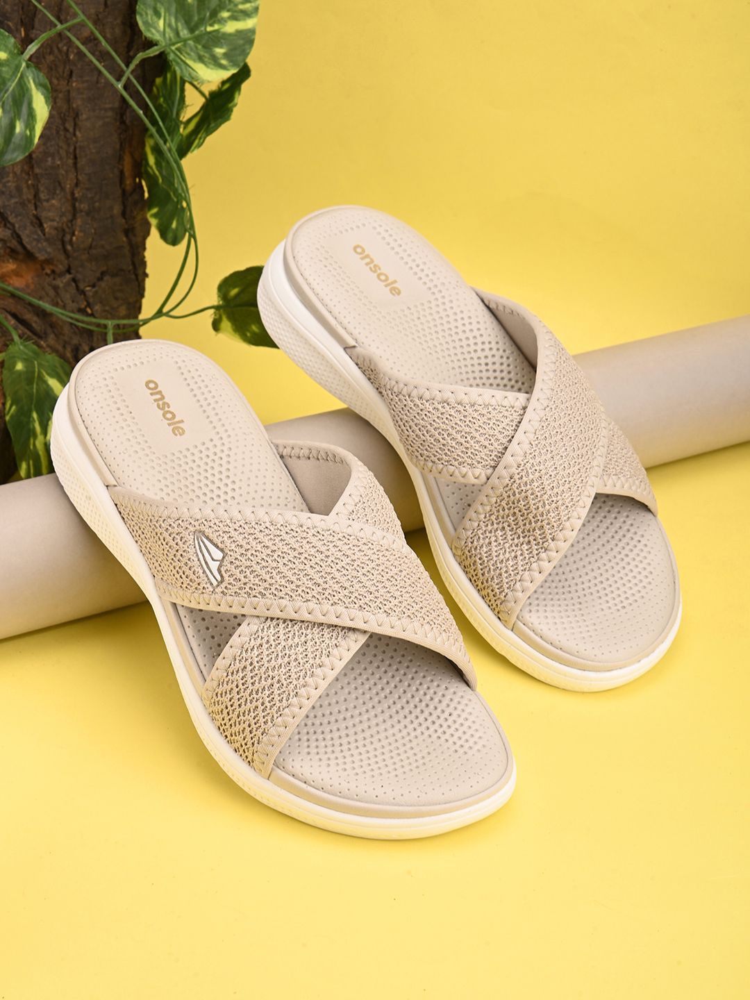 

ONSOLE Women Self Design Slip-On, Beige