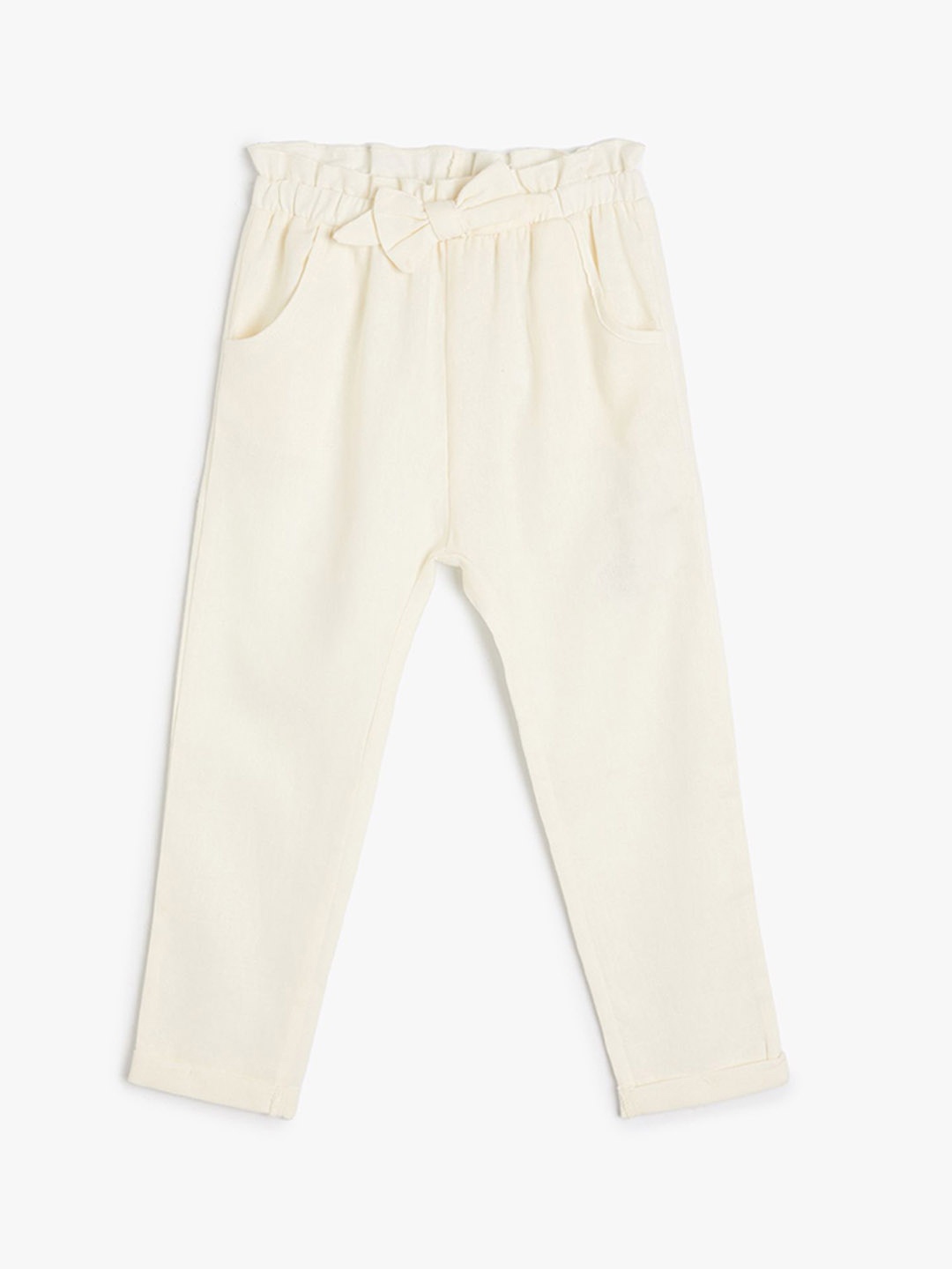 

Koton Girls Mid-Rise Solid Trousers, White