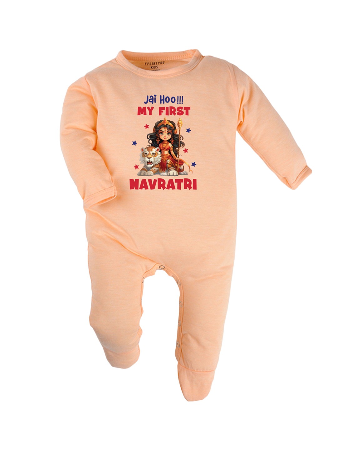 

FFLIRTYGO Infants Printed Cotton Sleepsuit, Peach