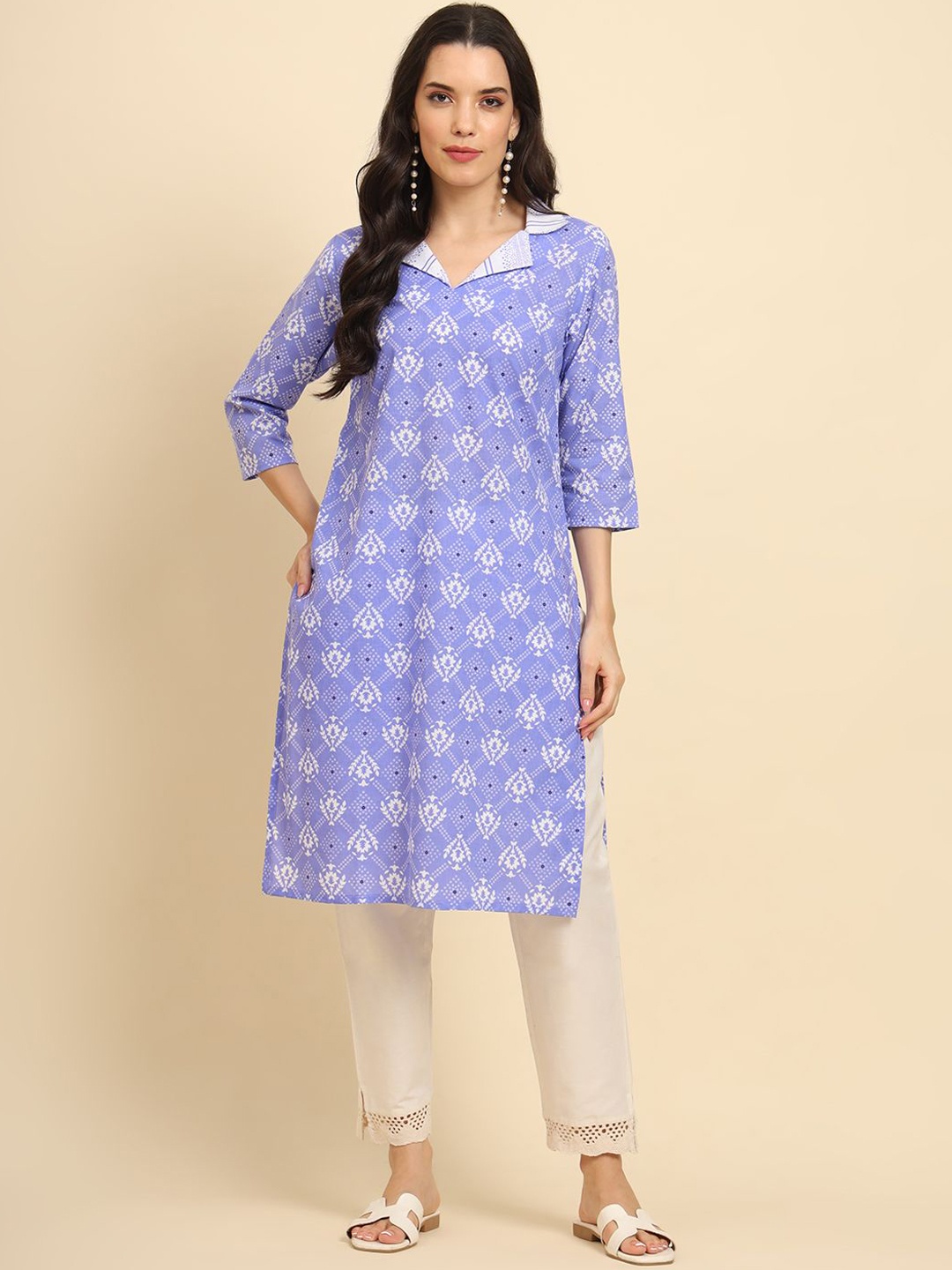 

Anouk Rustic Women Geometric Printed Kurta, Blue