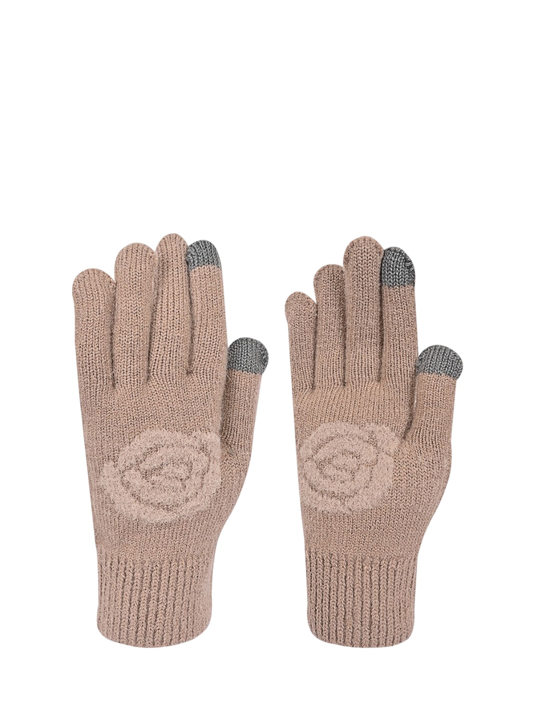 

LOOM LEGACY Women Patterned Acrylic Touchscreen Gloves, Brown