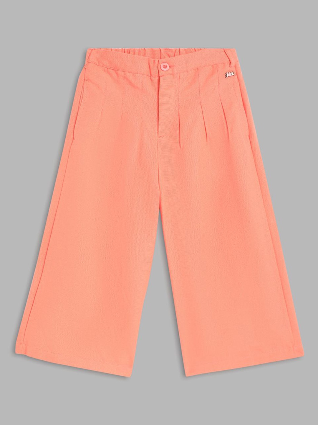 

Blue Giraffe Girls Solid Straight Fit Pleated Trousers, Peach