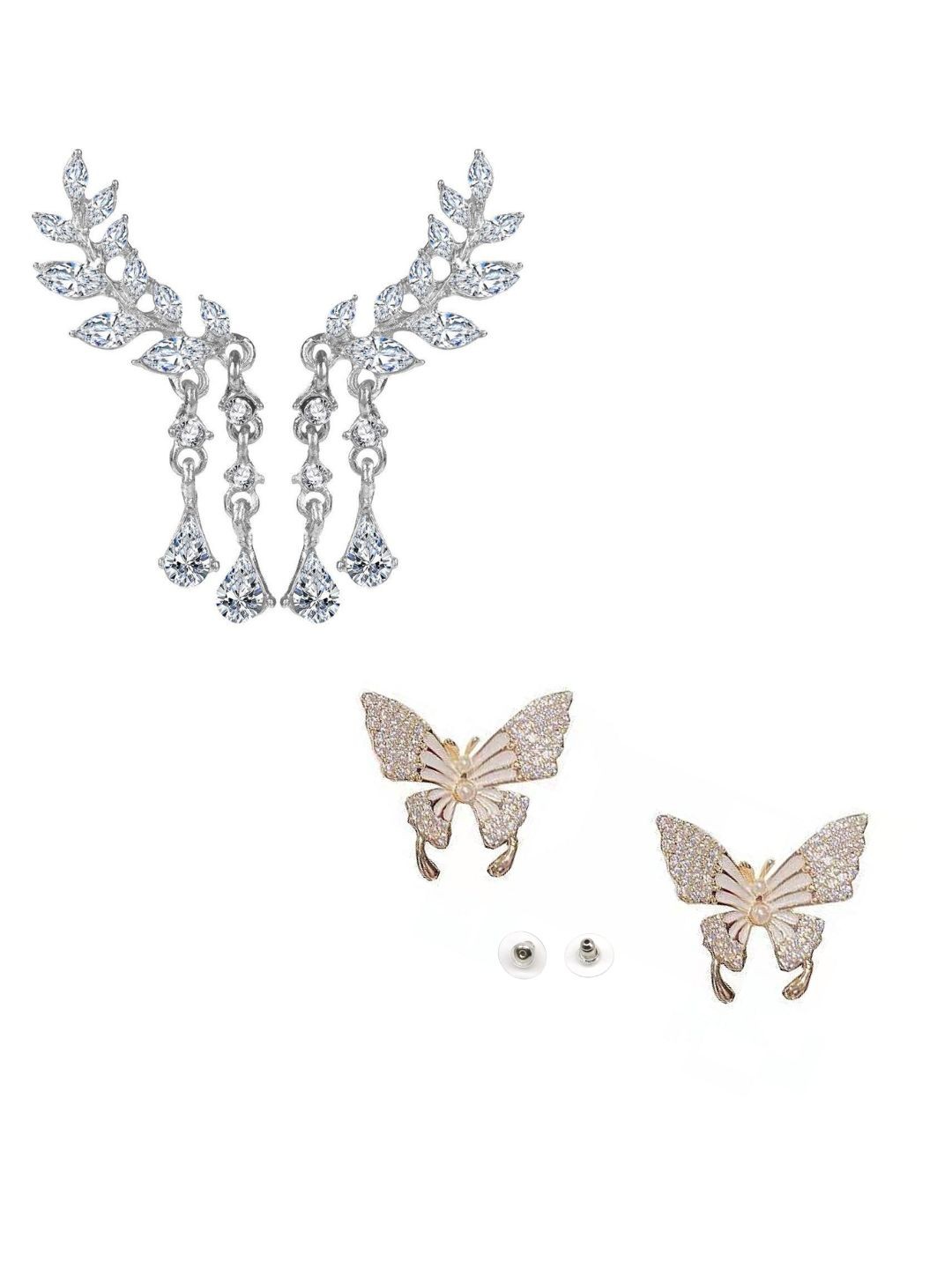 

Pinapes Set Of 2 Gold-Plated Geometric Beaded Oxidised Drop Earrings