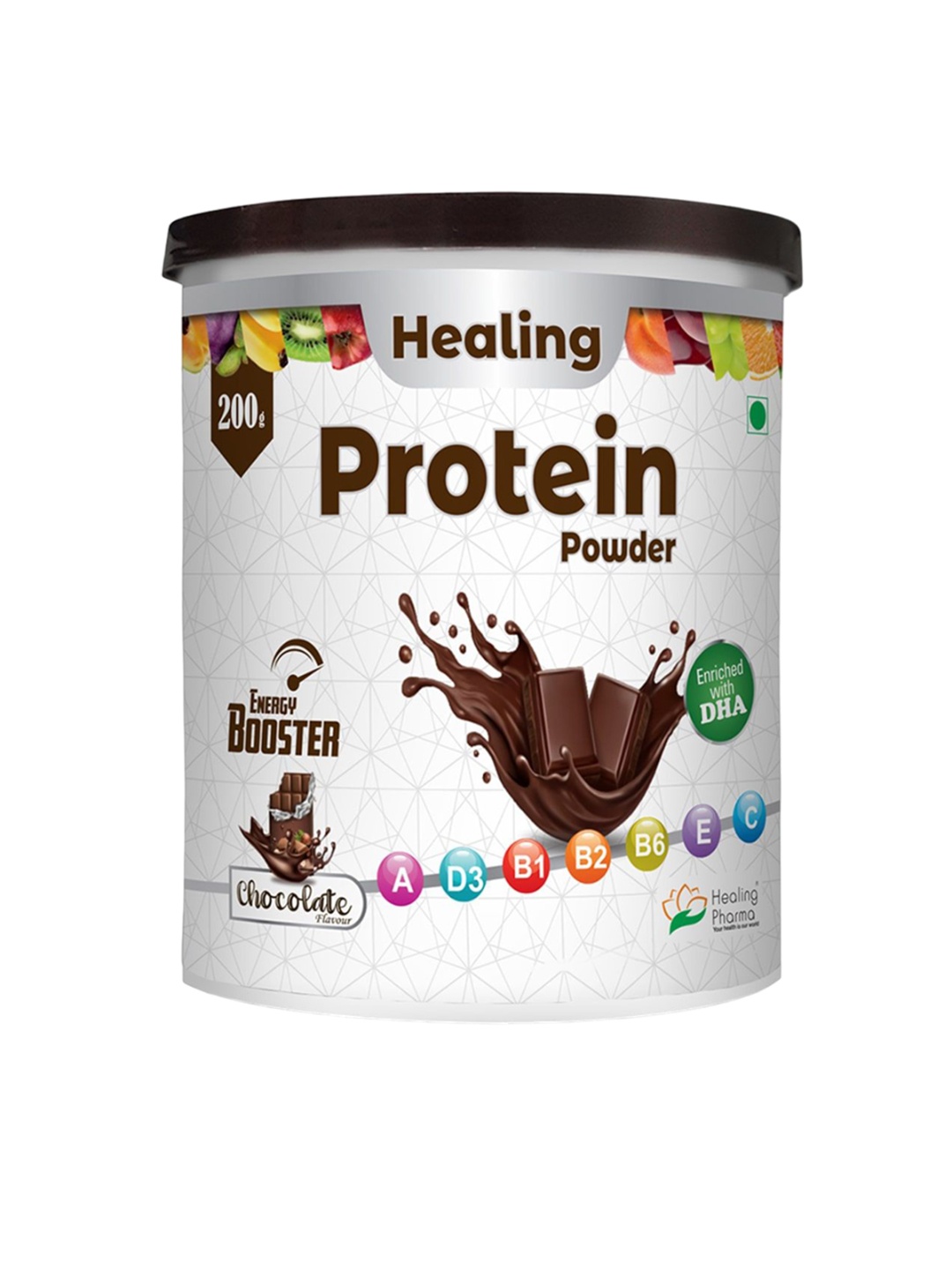 

Healing Pharma Protein Powder Energy Booster- 200g - Chocolate Flavour, Brown