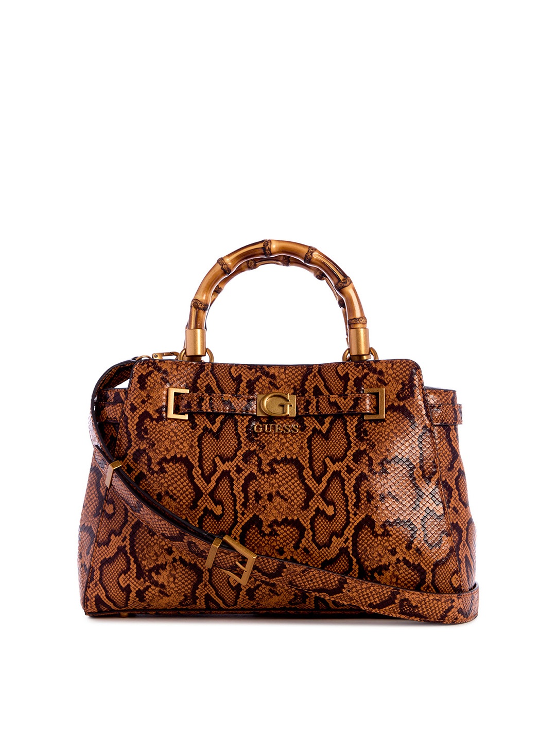 

GUESS Textured PU Structured Satchel, Brown