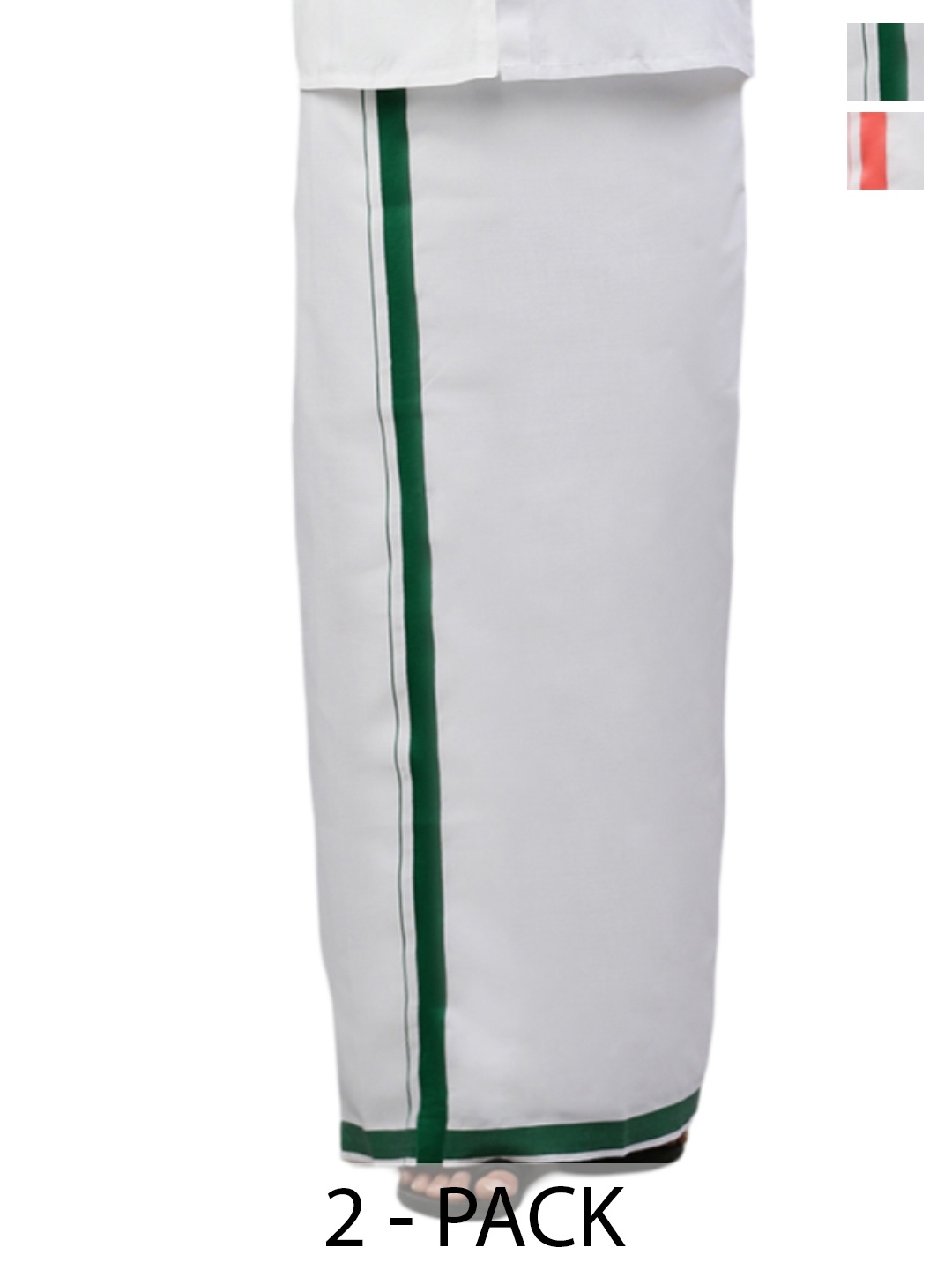 

Ramraj Pack of 2 Men Solid Border Dhoti, White