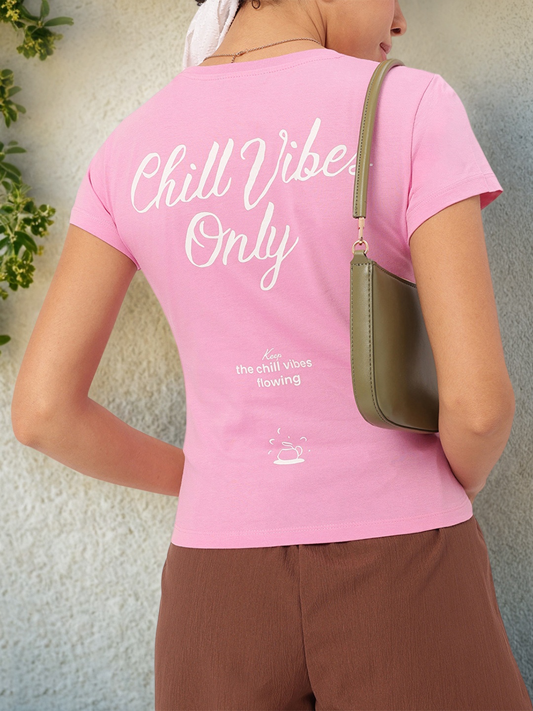 

DressBerry Chill Mode Back Print T-shirt, Pink