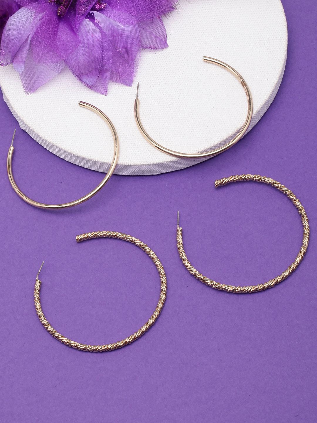 

KPOP Contemporary Half Hoop Earrings, Gold